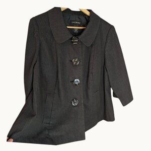 Lane Bryant “The Bryant Blazer” Brown Pinstripe Cropped Jacket | Size 20 NWOT